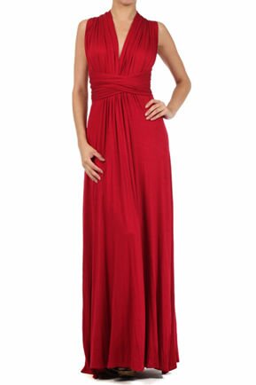 Set of 3 Red Bridesmaid Dresses, Full Length Infinity Convertible Wrap Dress, Multiway Long Dresses