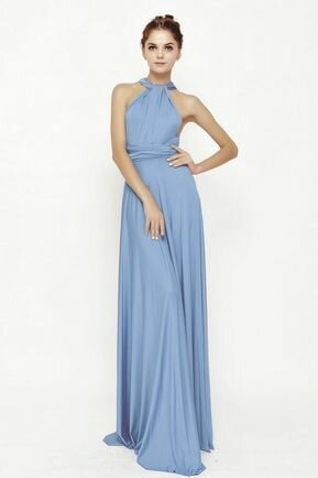 1 Sky Blue Infinity Dresses, Long Convertible Bridesmaid Dress, Evening Dress
