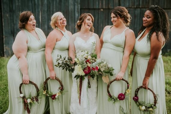 Set of 4 Light Green Infinity Dress, Infinity Dress Plus Size, Convertible Wrap Dress Bridesmaid, Beach Wedding Dress